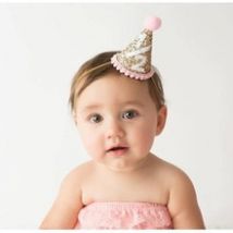 Chapeau pour anniversaire, demi-chapeau à paillettes, pour filles, demi-fête, Photo pour anniversaire, 1/2