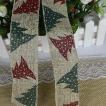 5CM largeur toile de jute ruban noël ornements impression arbre décoration noël mariage fil bordé, accessoires de bricolage