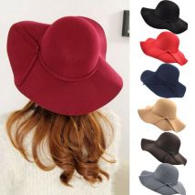 Chapeau offre spéciale en laine pour femmes | Casquette Fedora décontracté, Chapeau à larges bords, chapeaux de , Chapeau souple, Cloche noire pour femmes