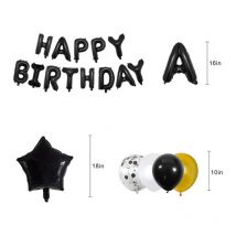 Noir joyeux anniversaire ballons fête d'anniversaire décor lettres ballons + étoile géante feuille et confettis ballons + ballons en Latex