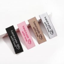 Étiquettes tissées et imprimées à la main, 50x15mm, pour vêtements, accessoires de couture, DIY bricolage, 20 pièces/lot, nouvel arrivage