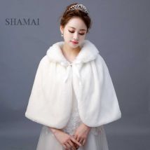 SHAMAI fausse fourrure hiver mariée enveloppes ivoire fourrure Boleros mariée Cape soirée manteau de mariage veste demoiselles d'honneur enveloppement