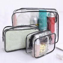 Sac de rangement de voyage Transparent en PVC 3 pièces/ensemble Rantion sac de toilette Transparent étanche pour femmes