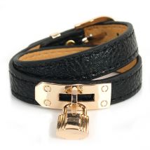 Style Punk or acier serrure breloques Bracelet 9 couleurs Style cuir manchette Bracelet Bracelets pour femme d'anniversaire