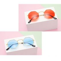 Unisexe classique rétro polygone lunettes de soleil en métal Vintage rétro optique lunettes de soleil Anti lumière bleue Transparent lentille lunettes de soleil