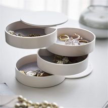 femmes bijoux boîte de rangement 4 couches rotatif bijoux accessoire plateau de rangement avec couvercle d'anniversaire pour les femmes