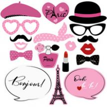 Amosfun – Kit d'accessoires de photomaton pour fête de Paris, 18 pièces, pour décoration de mariage sur le thème de Paris