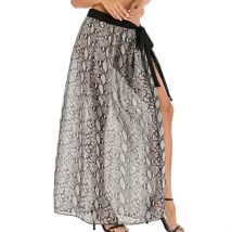 Maillot de bain brésilien longue | Sexy, imprimé léopard, taille haute, fente latérale, avec nœud papillon, jupe de plage, été,