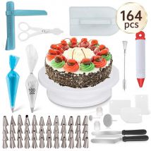 Ensemble de plateau tournant blanc | Plateau tournant blanc, jeu d'outils de décoration de pâtisserie, 164 pièces/ensemble multifonction de gâteaux, Kit d'outils de décoration de gâteaux