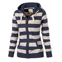 Femmes sport tenue décontracté fermeture éclair rayé sweats à capuche polaire veste automne sweats automne hiver manteau veste coton