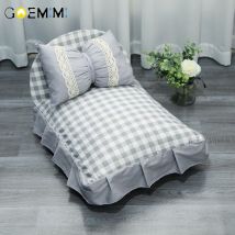 Lit à carreaux lavable pour chiens et chats, lit de couchage de supérieure, de Style princesse, pour grands chats, toutes saisons