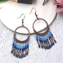 Boucles d&#39;oreilles Vintage rondes indiennes, ethniques, Boho, pendantes, pour femmes, accessoires bijoux,