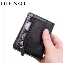 DIENQI-porte-cartes de crédit Anti Rfid, porte-cartes de crédit, portefeuille en cuir, porte-cartes, pochette mince et mince, portefeuille minimaliste pour hommes
