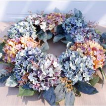 Couronne d&#39;hortensia pour mariage, guirlande de fleurs pour noël, décoration de porte de maison