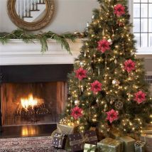10 pièces paillettes Poinsettia fleur décor de noël décoration de mariage arbre décorations emballage fête mariage fleur Scrapbook