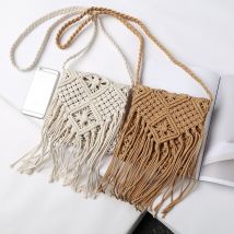Sac à bandoulière tissé à franges pour femmes, sac à main Boho fait-main pour la plage et les voyages