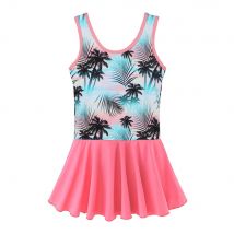 BAOHULU enfants maillot de bain avec jupe enfant en bas âge filles une pièce maillots de bain imprimer Coco arbres UPF 50 + vêtements de plage d'été