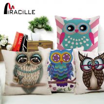 Miracille carré décoratif coton lin hibou Style canapé coussins décor à la maison coussins sans remplissage 45x45cm