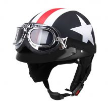 Half Open Gezicht Vintage Moto Rcycle Helm Half Helm Retro Moto Casco Capacete Moto Ciclistas Capacete Met Bril