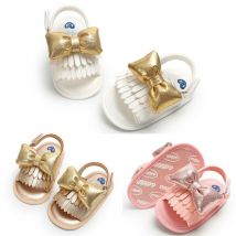 Sandales en cuir souple pour bébé fille 0-1Y | Sandales à franges princesse, sandales d'été pour bébés filles, semelles antidérapantes, sabots