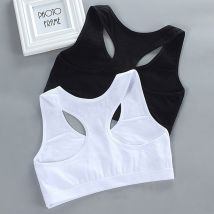 1pc x coton ado fille sport soutien-gorge haut pour enfants caraco sous-vêtements jeune puberté petit soutien-gorge d'entraînement pour 8-14 ans blanc, noir