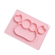 Silicone crabe forme salle à manger plateau une pièce ventouse dîner assiette repas plat vaisselle pour bébés enfants (rose)