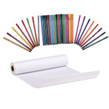 Farbige Fühlte Spitze Stifte Erwachsene freundlicher Färbung Feine Faser 36 Stifte Mit 1 Rolle Zeichnung Papier 22,5 cm x 10m