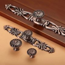Antique vert bronze fleur monotrou poignée amélioration de la maison tiroir armoire porte matériel poignée unique
