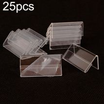 Support d'étiquettes de prix 20x40mm 25 pièces | Mini panneau de bureau en plastique transparent pour comptoir de magasin, décorations pour présentoir d'étiquette de prix