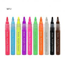 Stylos à peinture ensemble de marqueurs acryliques (10 couleurs) pour peinture sur roche, verre, bois, porcelaine, céramique, tissu, papier, roches de bonté, tasses