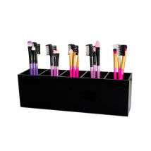 Organisateur de pinceaux de maquillage en acrylique, boîte de rangement noire à 5 fentes porte-cosmétique étui porte-brillant à lèvres pour commode salle de bains bureau