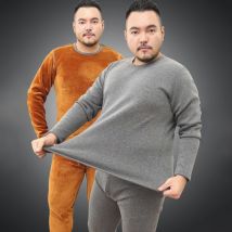 Pyjama en coton épais et pour homme, sous-vêtements thermiques, en velours, grande taille 6XL, hiver