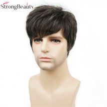 Perruques Capless synthétiques courtes pour hommes | Perruque Body Wave naturelle, résistante à la chaleur