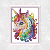 Ensemble de travaux d&#39;aiguille de broderie, décoration de maison artisanale faite à la main, toile imprimée de nombre de licorne DMC 14CT 11CT kits de point de croix