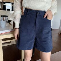 Taille haute velours côtelé Shorts femmes coton Bermuda large jambe Shorts m,l