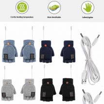 Automne et hiver gants à clapet chauds USB charge chauffage Double face gants chauffants coupe-vent et équitation en plein air