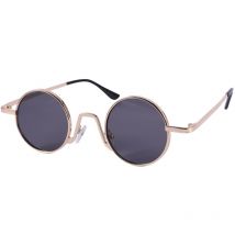 Vintage lunettes de soleil rondes femmes hommes lunettes de soleil de luxe rétro Uv400 lunettes nuances-noir gris & or
