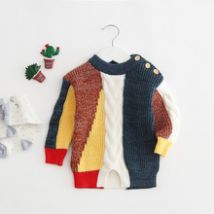 Chandails pour nourrissons doux Patchwork couleurs chandail bébé filles et garçons tricotés hauts Boutique vêtements pour tout-petits hiver barboteuse body