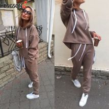 Ensemble sweat-shirt et pantalon pour femmes, survêtement d&#39;automne, manches longues, irrégulier, sweat-shirt à capuche, ensemble deux pièces