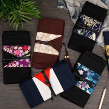 1 pc chinois Dragon motif grue moderne couleur bleu/violet à fleurs crayon stylo enveloppement rouleau support coton tissu