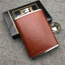 Flacon en cuir marron de 8oz | Flacon de poche Portable en acier inoxydable pour stocker de la Vodka, du whisky et de l'alcool, pour homme