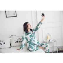 Pyjama à manches longues en gaze de coton pur, costume service domestique printemps et automne pour femme