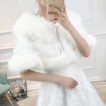 Cape de mariée blanche boléro mariée fausse fourrure enveloppement châle boléro Cape femmes boléro mariée châle fourrure Cape pour robe de soirée de mariage
