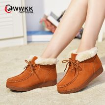 WWKK femmes bottes de neige fourrure courte en peluche hiver bottine plate-forme antidérapant dames daim chaussures femme confort chaussures femme