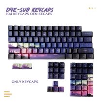 104 touches coucher de soleil ciel étoilé PBT Keycap colorant-SUB Keycaps OEM profil personnalité Compatible avec GH60 pour clavier mécanique