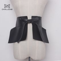 Ceinture péplum en cuir PU pour femmes, jupe, ceinture, dames, nœud noir, robes harnais large, styliste, 314