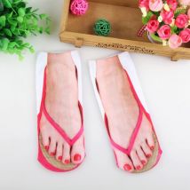 3D imprimé tongs chaussettes mignon pied drôle chaussettes pantoufles en plein air Camping randonnée en cours d'exécution confortable chaussettes femmes