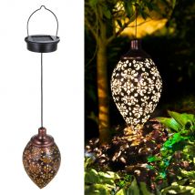 Lampe de jardin solaire étanche LED lanterne suspendue lampe solaire extérieure forme Olive capteur sensible contrôle lampe à énergie solaire