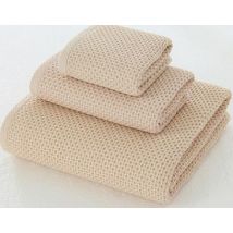 3 pièces/ensemble 100% Coton 34*74cm nid d'abeille Visage Serviette Petite Serviette 70*140cm bain serviette De Plage 34*34cm carré Serviette Toalla De Cara