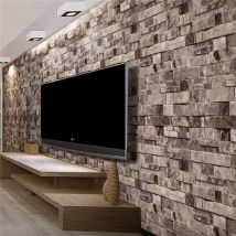Rouleau de papier peint en pierre 3D | Papier peint en brique, papier peint en vinyle, décor de fond de TV pour salon